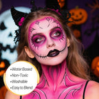 Ybuete Pink Water Based Face Body Paint, 2.37 Oz Large Tube Full Coverage Face Paint For Skull Clown Cosplay, Washable Pink Body Painting Cream For Adult Carnival Party Halloween Sfx Makeup