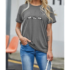 NIUBIA Women's T Shirts Summer Tops Simple Heart Graphic Shirts Sayings Short Sleeve Vacation Casual Blouse Thankful Tee 3#dark Grey