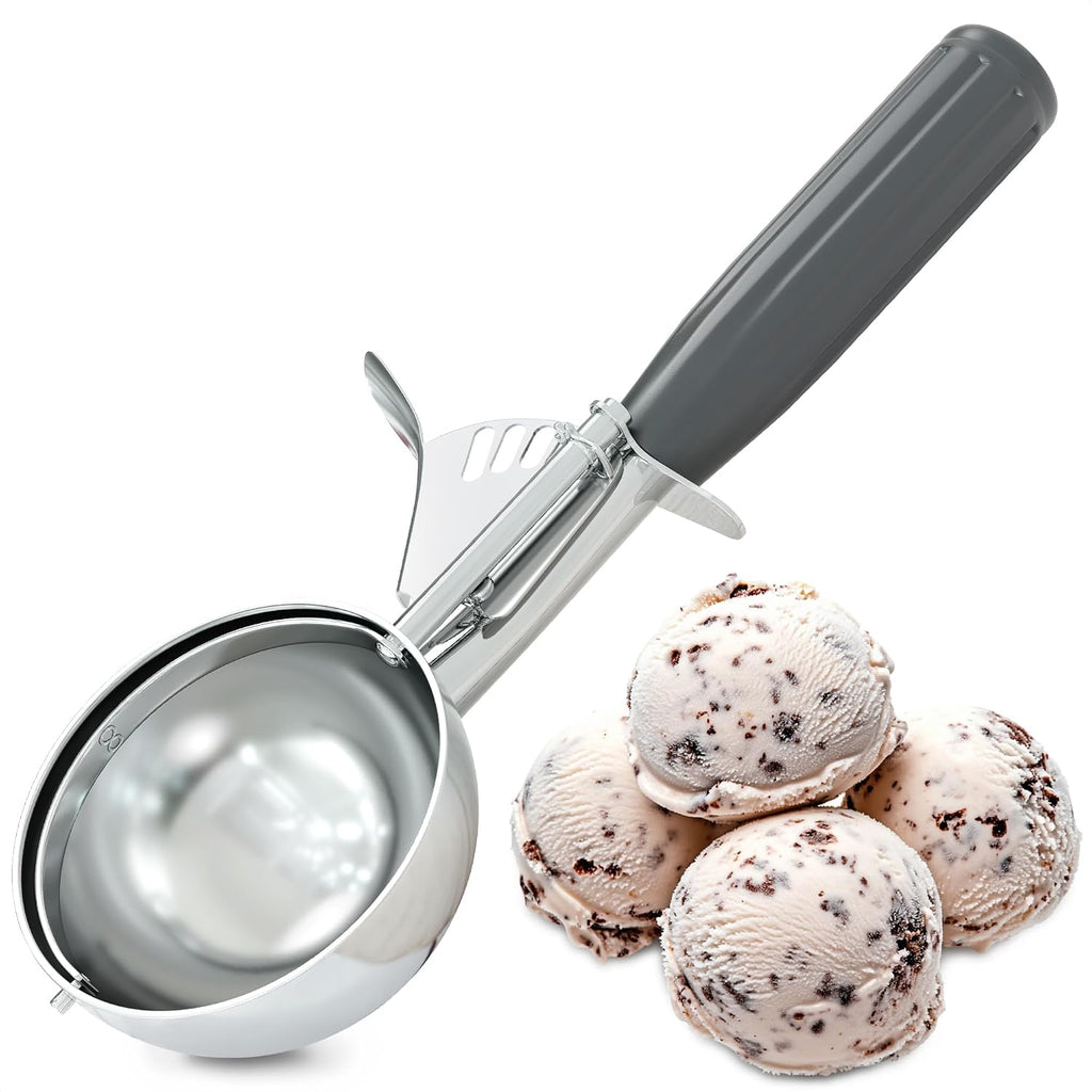 4 Oz Large Ice Cream Scoop With Trigger Release #8 - Stainless Steel Cookie Scoop For Baking, Ice Cream & Cookie Dough, Comfort Grip Handle, Easy Release, Dishwasher Safe, Gifts For Dessert Lovers