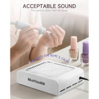 BRANTMAKER Nail Dust Collector with Brush and 2 Reusable Filters, 60W Vacuum Dust Fan for Acrylic Nails (white)