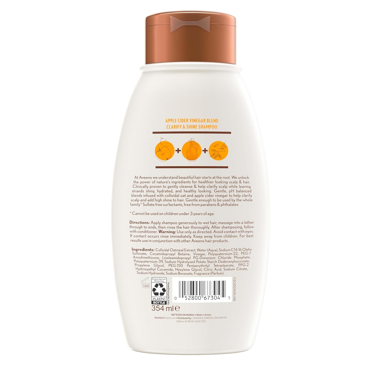 Aveeno Apple Cider Vinegar Clarifying Shampoo, Shine Enhancing, 12 fl oz