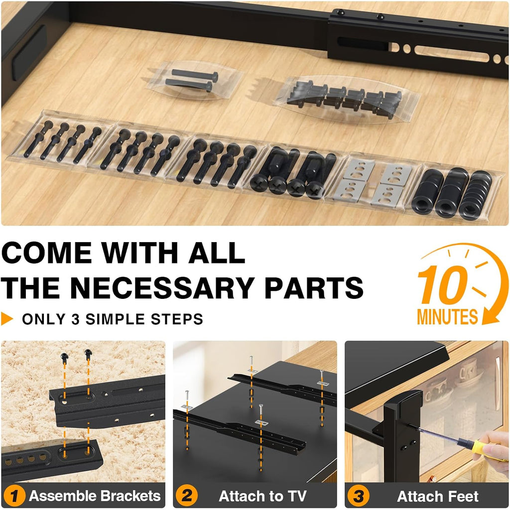 Universal Tv Legs, Table Top Tv Stand Base With Height Adjustable | For Most 37-90 Inch Tvs, Holds Up To 150Lbs With Cable Management, Max Vesa 800X600Mm, Black