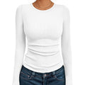 Automet Women'S Ribbed Long Sleeve Basic Top - Soft Stretch Crewneck Shirt For Work & Casual