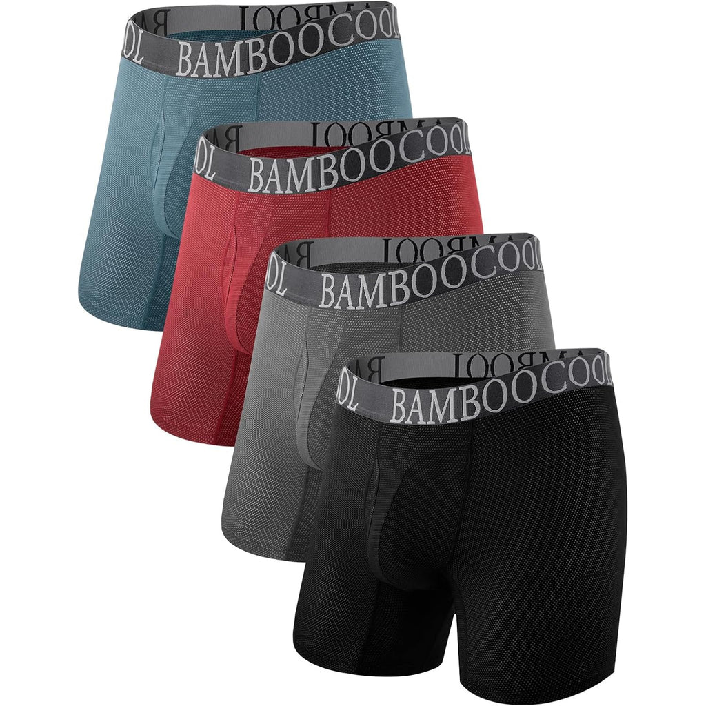 Bamboo Cool Men'S Ultra Breathable Underwear Mesh Boxer Briefs With Fly, Soft Waistband,No Ride Up,Multipack