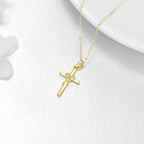 KECHO 14K Solid Gold Cross Necklace for Women Delicate Gold Diamond Heart Cross Pendant Necklace Religious Jewelry Christmas Gifts for Wife Mom Friends
