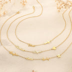 Elemtansy Mothers Day Custom Name Necklace with 1-3 Tiny Names - 18K Gold-Plated Family Necklace Personalized with Heart, Cross, Paw Print - Birthday Jewelry Gifts for Mom, Wife