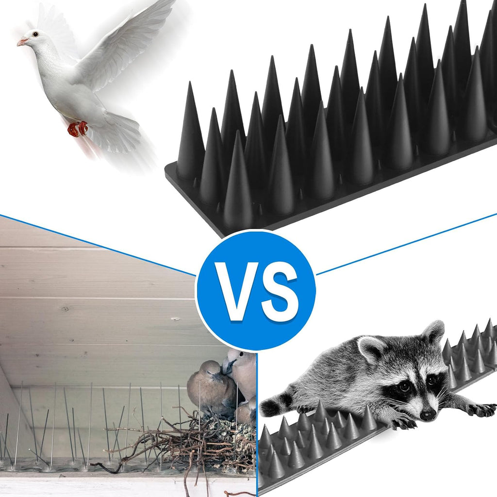 Bird Spikes, 20 Pack Pigeon Deterrent For Small Birds Raccoon Cats Defender For Outside To Keep Squirrel Away, Plastic Fence Spike For Railing And Roof-Black