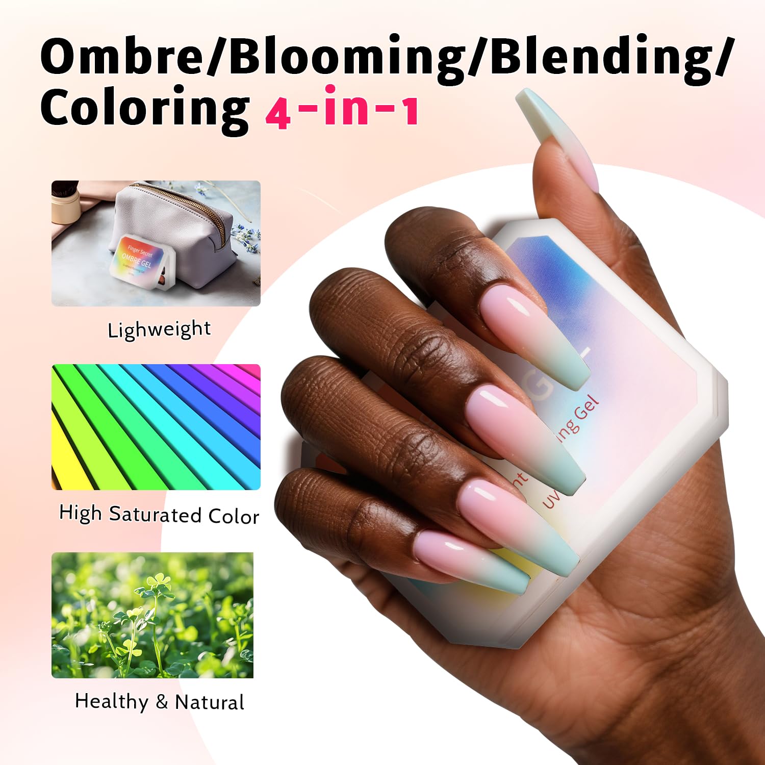 Christmas Gel Polish, 9 Colors Ombre Patting Gel Nail Polish Palette, 100 Sponges 6 Brushes 1Grabber, Blending Color Gradient Painting Nails Art, No Wipe, UV/LED Cured (Set 06)