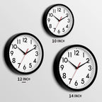 Daxsmy 12 Inch Wall Clock Silent Non-Ticking Battery Operated Analog Clock Decorative For Office Kitchen Outdoor Living Room Classroom Bedroom Bathroom School(Black)