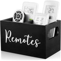 Drastar Remote Control Holder, Wood Tv Remote Holder, Remote Storage Caddy, Remote Control Organizer (Black, 2 Slots)