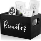 Drastar Remote Control Holder, Wood Tv Remote Holder, Remote Storage Caddy, Remote Control Organizer (Black, 2 Slots)