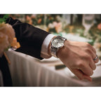 Citizen Men'S Eco-Drive Dress Classic Watch, Silver-Tone Stainless Steel Bracelet, Ivory Dial, 3 Hand, Day/Date (Model: Aw0100-86B)