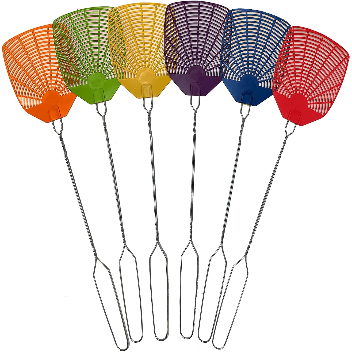 W4W, Bug & Fly Swatter Metal Handle 6 Pack Fly Swatters Indoor/Outdoor Flyswatter
