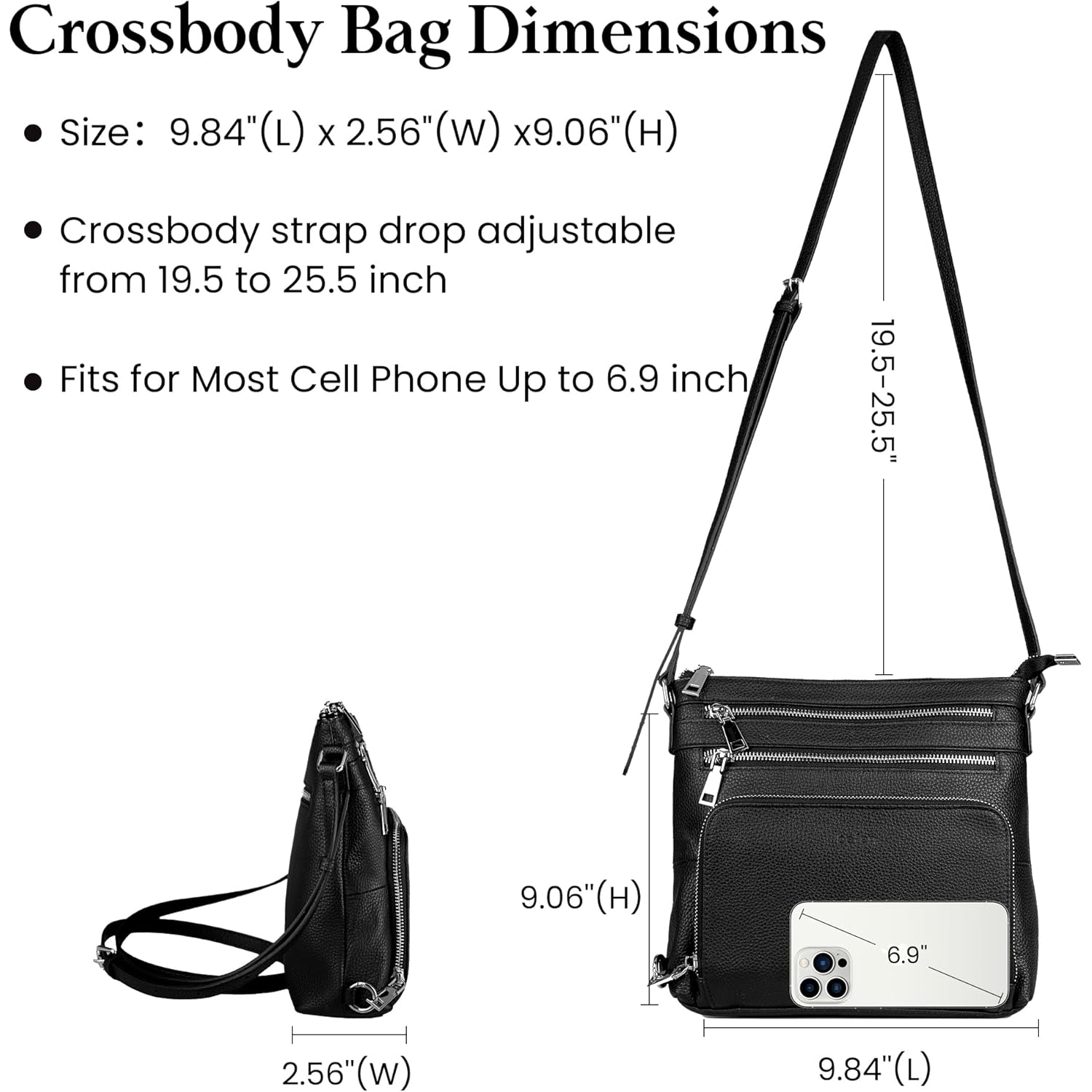 befen Genuine Leather Crossbody Bags for Women, Anti-Theft Shoulder Purse with Built in RFID Wallet for Travel