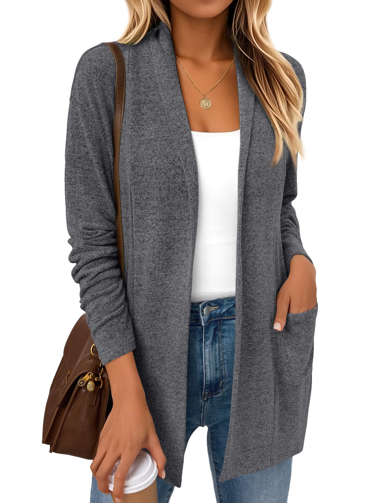 LILLUSORY Cardigan for Women Lightweight Cardigans Fall Fashion Outfits | Open Front Long Cardigan with Pockets, Business Casual Travel Outfits