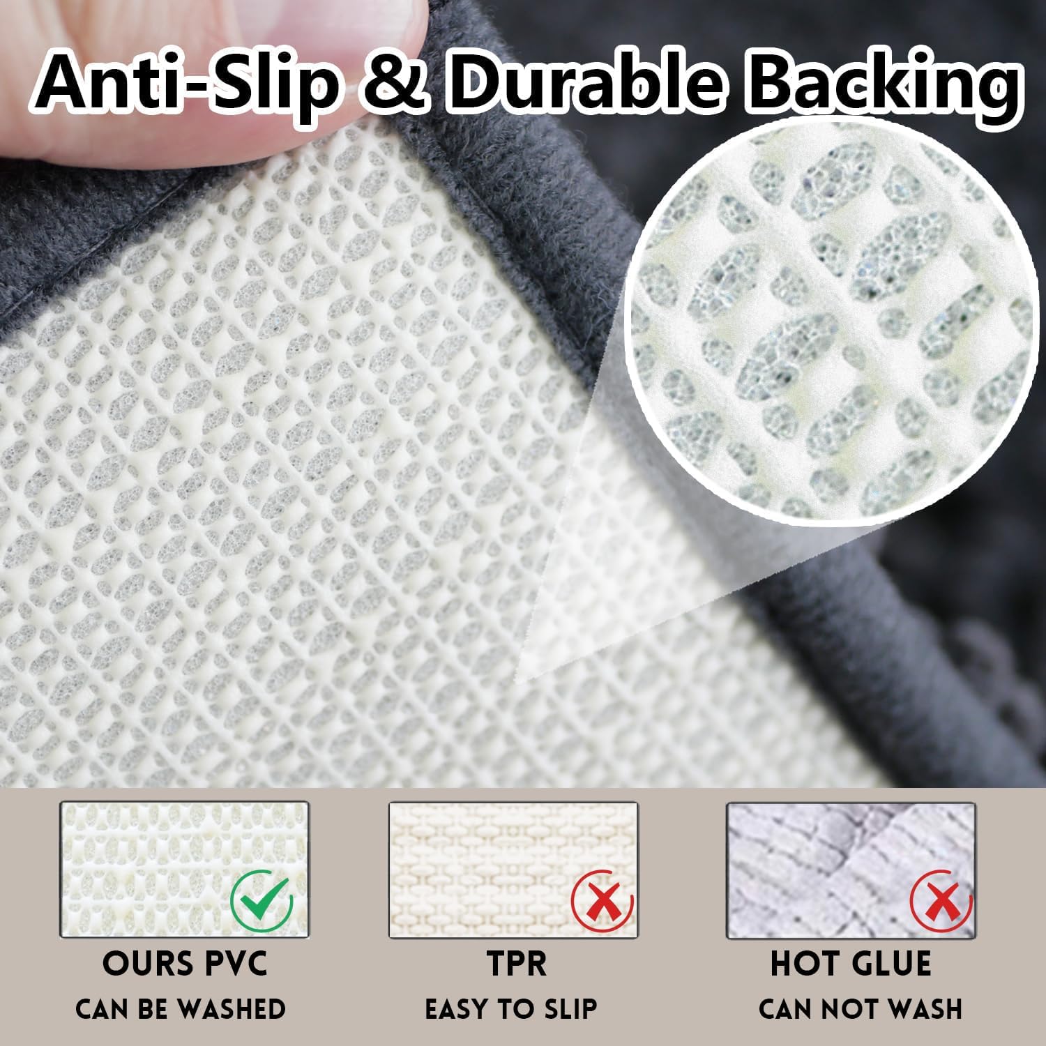 Bathroom Rug Sets 2 Piece, Extra Thick And Absorbent, Non-Slip, Machine Washable, Dry Quckily, Soft Cozy Plush, Used Under Shower Bathtub And Sink, Dark Grey