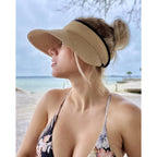 FURTALK Womens Sun Visor Hat Straw Sun Visors for Women Summer Packable Ponytail Beach Hats for Women Travel UPF 80+