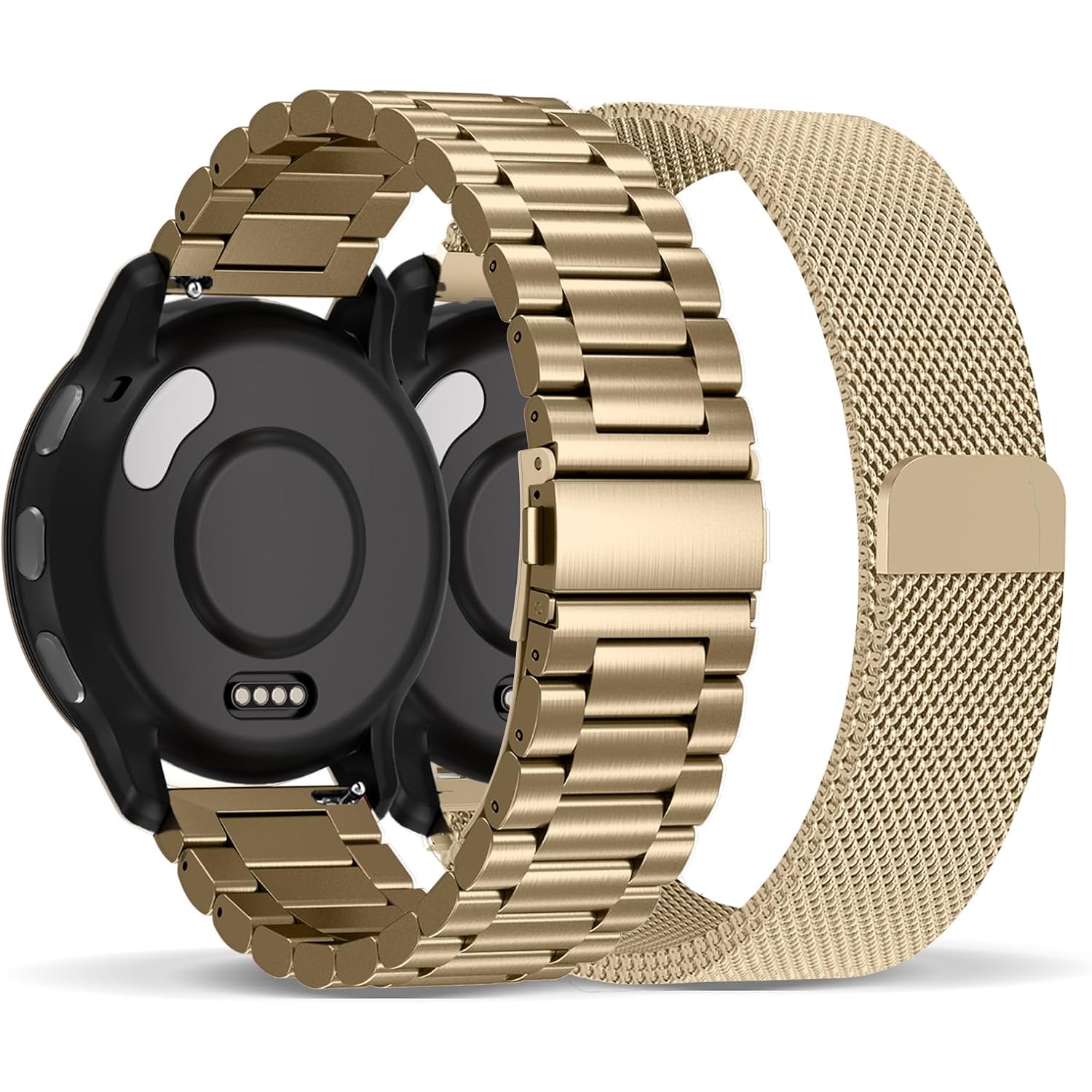 Compatible With Garmin Vivoactive 5 Watch Band/Vivoactive 6/3, 20Mm Stainless Steel 2 Pack Metal And Mesh Bracelet Strap Wristband For Forerunner 165/55/245/570-42Mm/Venu/Venu Sq Women Men Accessory