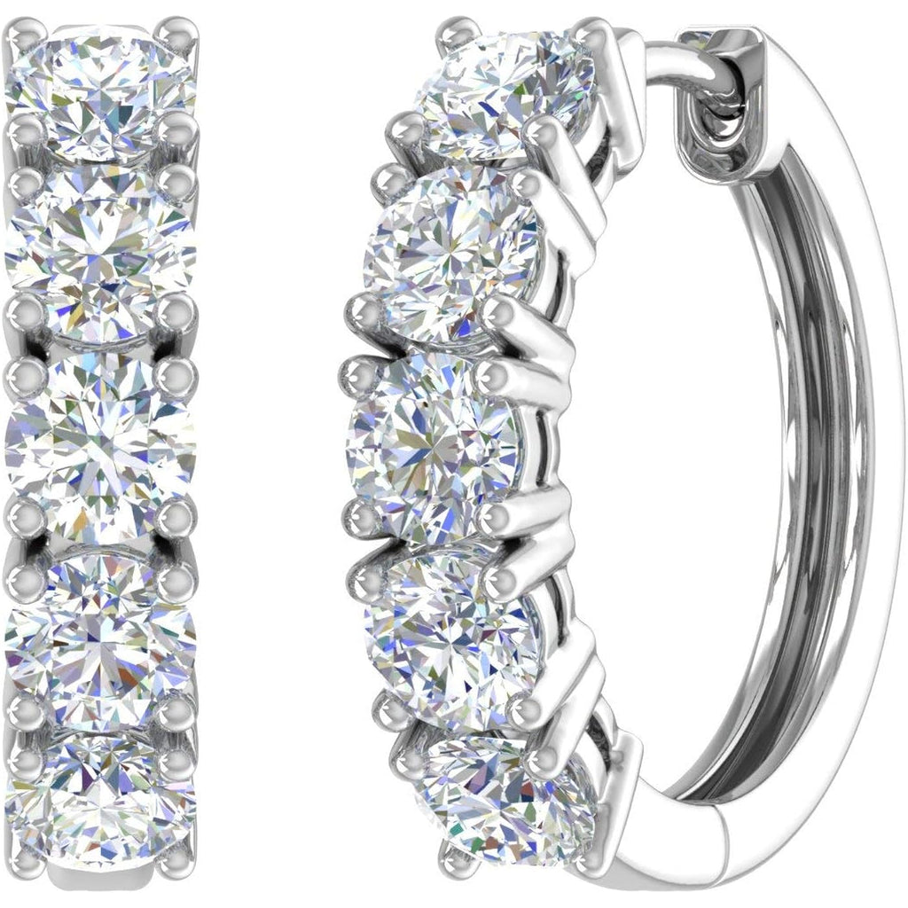 2 to 3 1/10 Carat Natural Diamond Hoop Earrings for Women in 14K Gold - IGI Certified