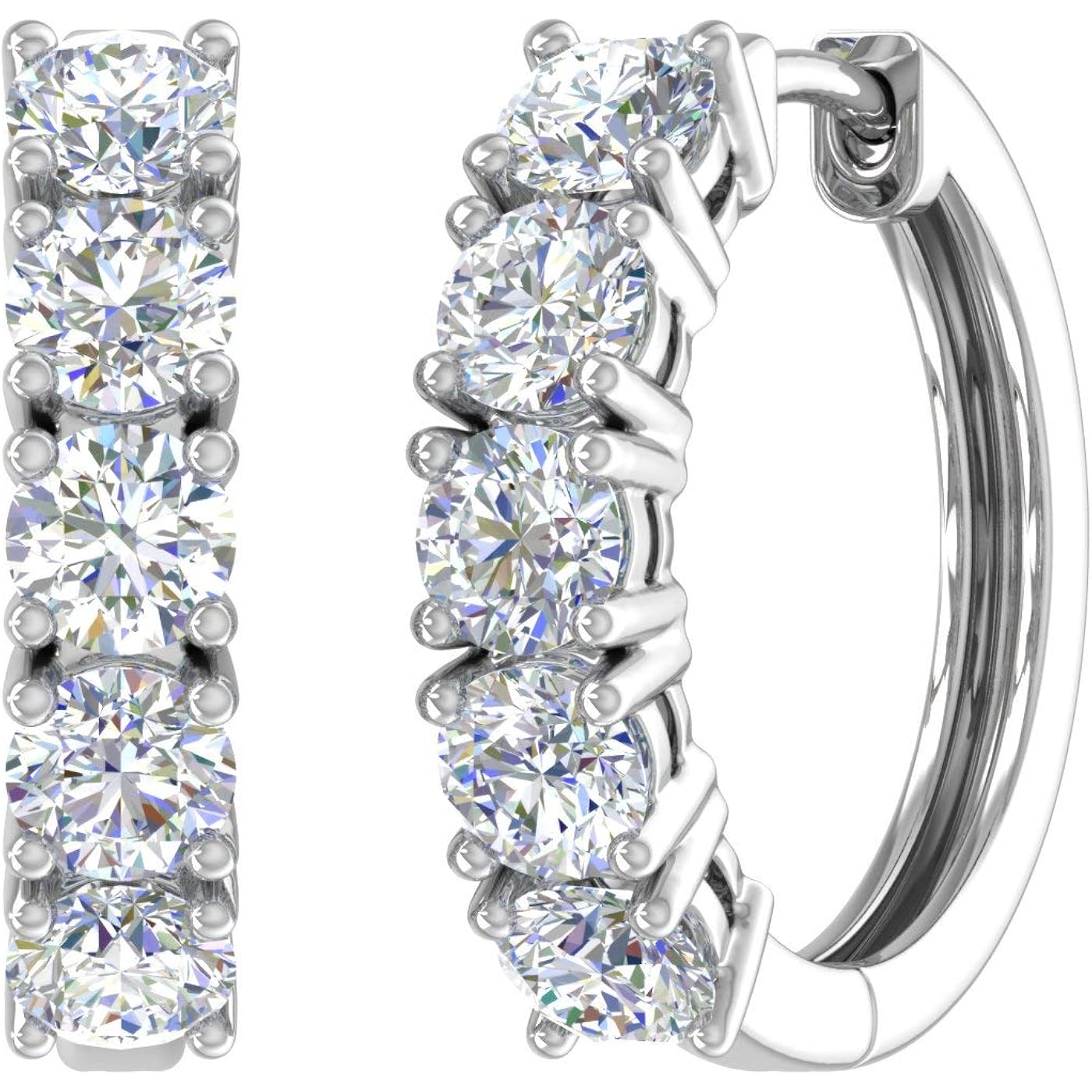 2 to 3 1/10 Carat Natural Diamond Hoop Earrings for Women in 14K Gold - IGI Certified