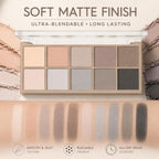 Sulily 10 Colors Matte Eyeshadow Palette, Gray Taupe Brown Nude Eye Shadow Makeup, Neutral Smokey Eye Shadowfor Older Women, Blendable,Long Lasting Waterproof Professional Beauty Makeup Kit, Cement
