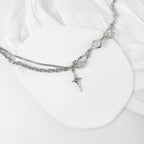 Y2k Irregular Necklace Star Pendant Moonlight Stone Fashion Collar Chain Design Spicy Silver Jewelry for Women