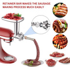 Metal Meat Grinder Attachment For Kitchenaid Stand Mixer, Meat Grinder For Kitchen Aid Includes 4 Grinding Plates, 3 Sausage Stuffer Tubes, 2 Grinding Blades, Food Grinder Attachment For Kitchenaid