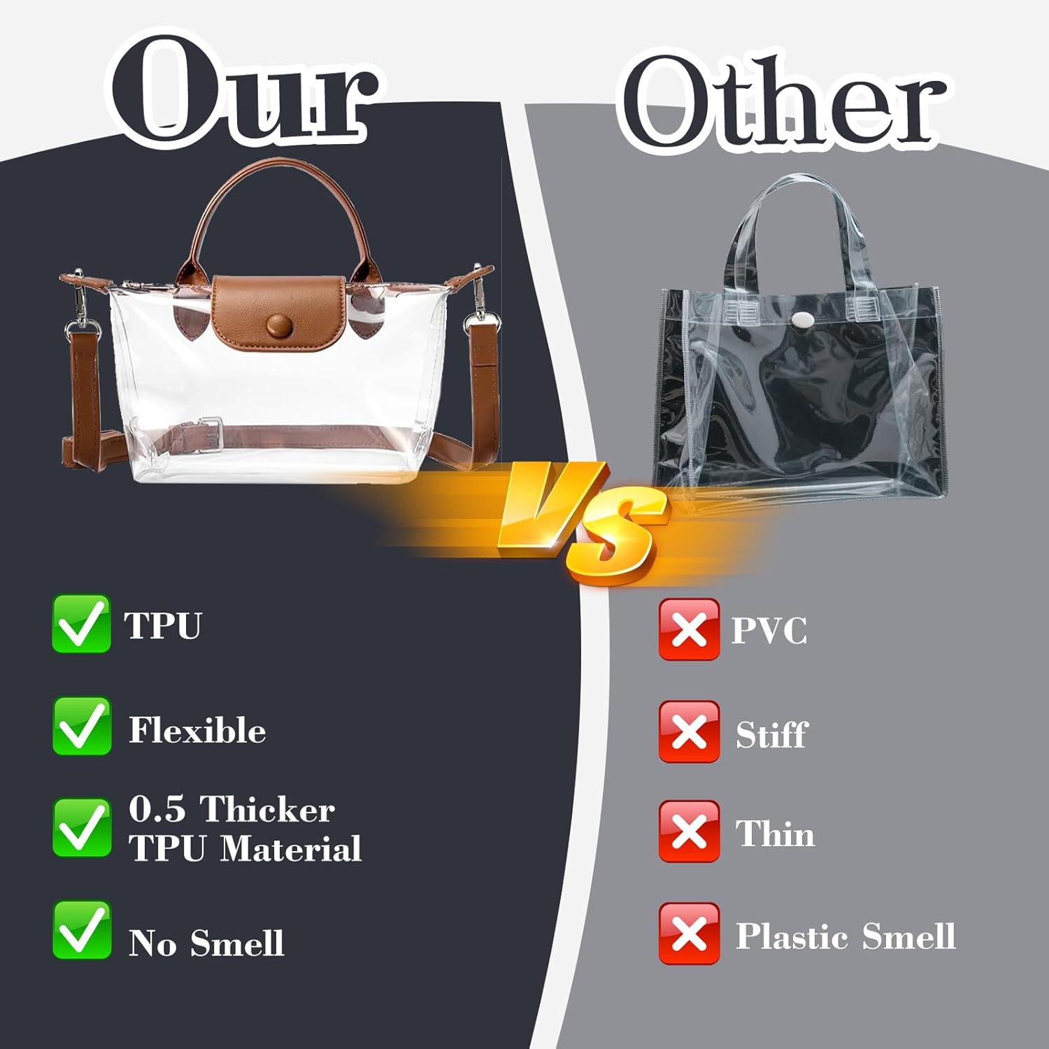 Ginogento Clear Bag for Stadium Events,Small Clear Purse Crossbody Bags for Women for World Cup 2026,Concert,Sport Events