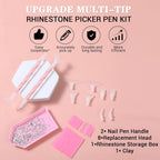 Rhinestone Pickup Tool Set: 2 Pcs Rhinestone Picker Handles Dual-Ended Rhinestones Applicator Dotting Tool Pen Shiny Diamond Dot Drill Pen for DIY Home Nail Salon
