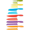 Amazon Basics Color-Coded Dishwasher Safe Kitchen Knife Set, 12-Piece with Ergonomic Handles, Non-stick Sharp Blades, 6 Knives with 6 Blade Guards, Multicolor, 13.88 x 4.13 x 1.38 inch