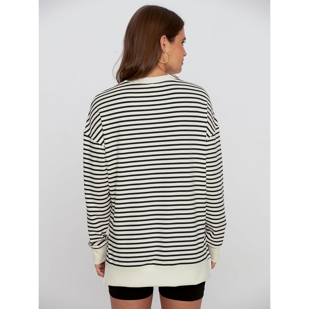 Women's Long Sleeve Crewneck Sweatshirt Lightweight Basic Soft Loose Pullover Sweatshirts