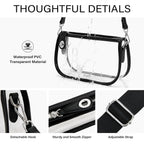 Cluci Clear Purse Crossbody Bags For Women Clear Crossbody Bag Clear Shoulder Bag For Concerts Sports Events Festivals