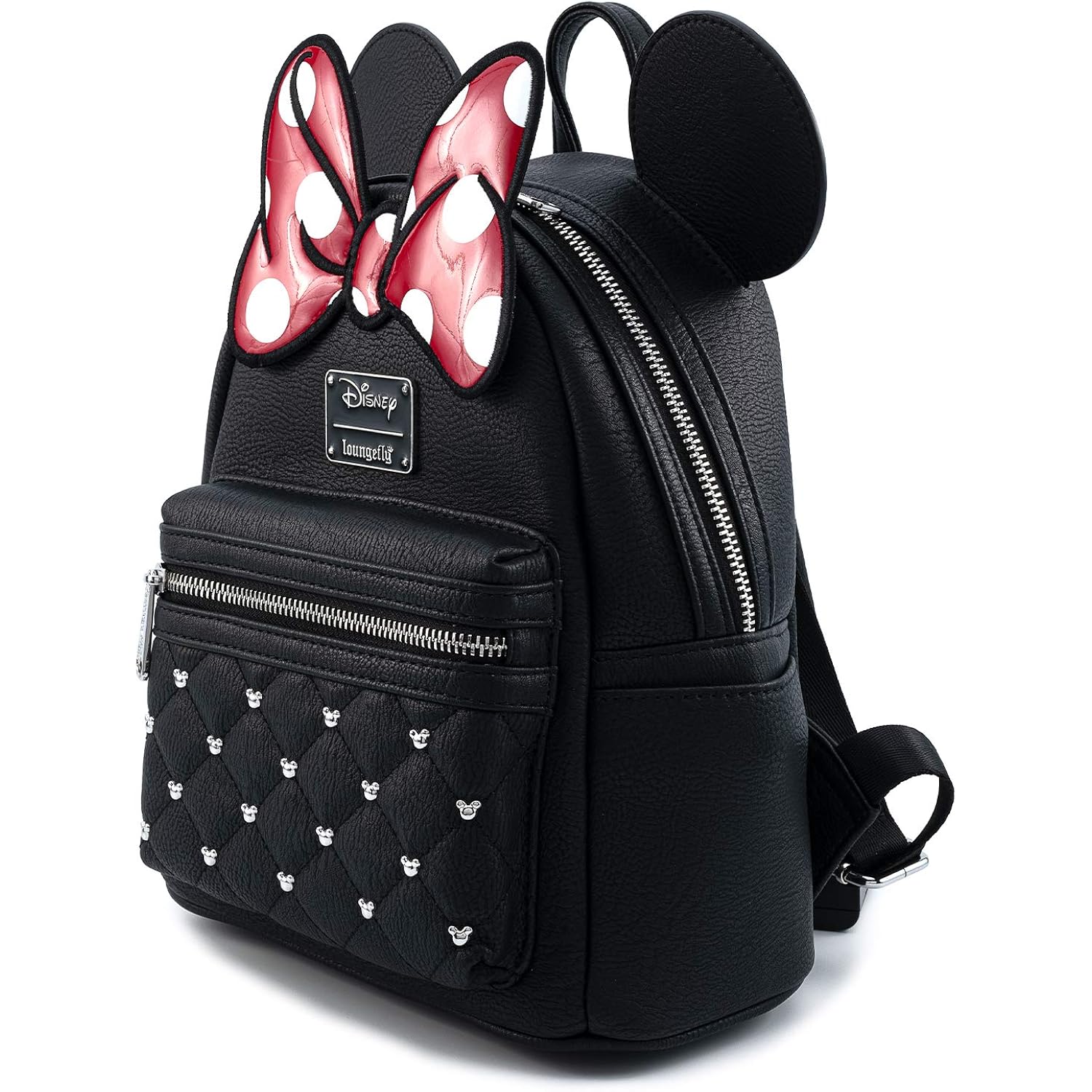 Loungefly Disney Minnie Mouse Bow Faux Leather Womens Double Strap Shoulder Bag Purse
