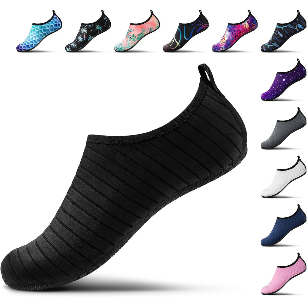 Seekway Water Shoes Women Men Adult Quick-Dry Aqua Socks Barefoot Non Slip For Beach Swim River Pool Lake Surf Black Sk002(U)