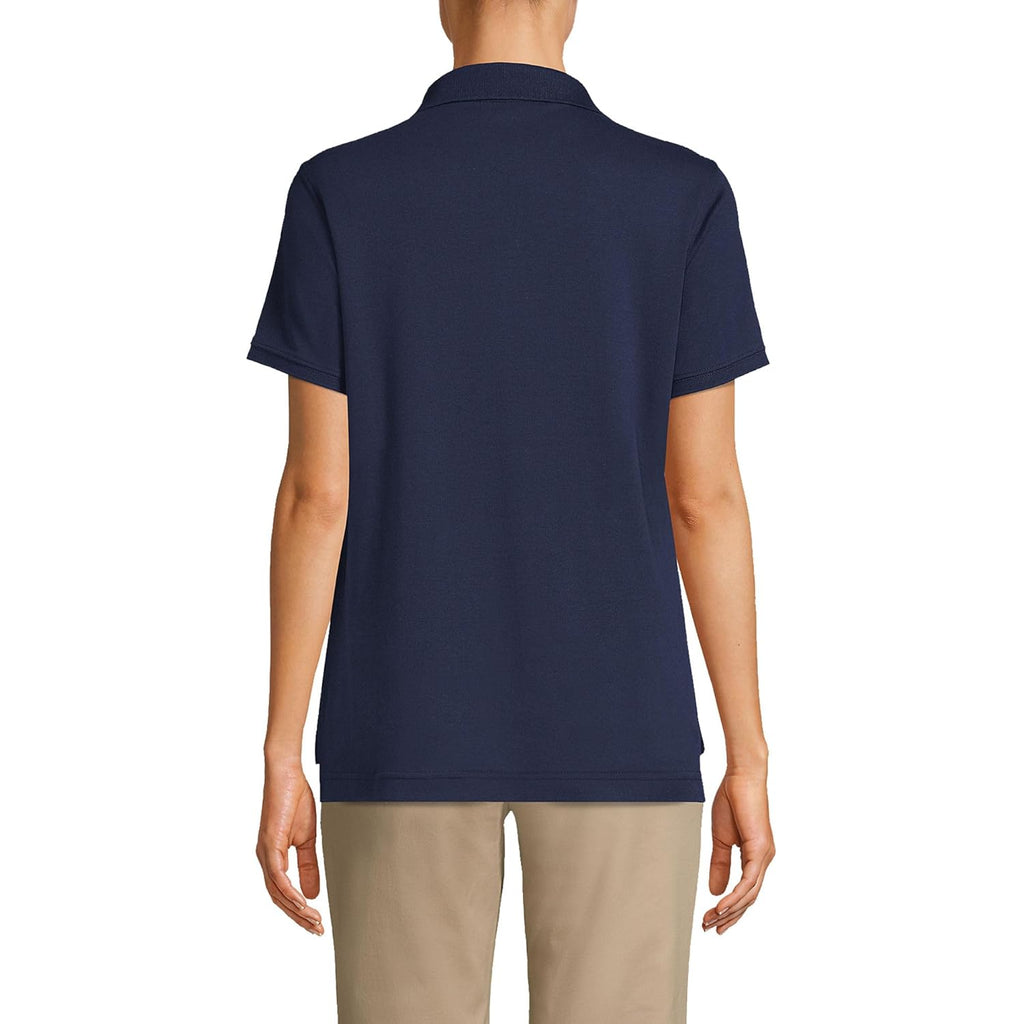 Lands' End Essentials Women's Short Sleeve All Day Comfort Polo Shirt - 100% Cotton Won't Shrink Pill Fade