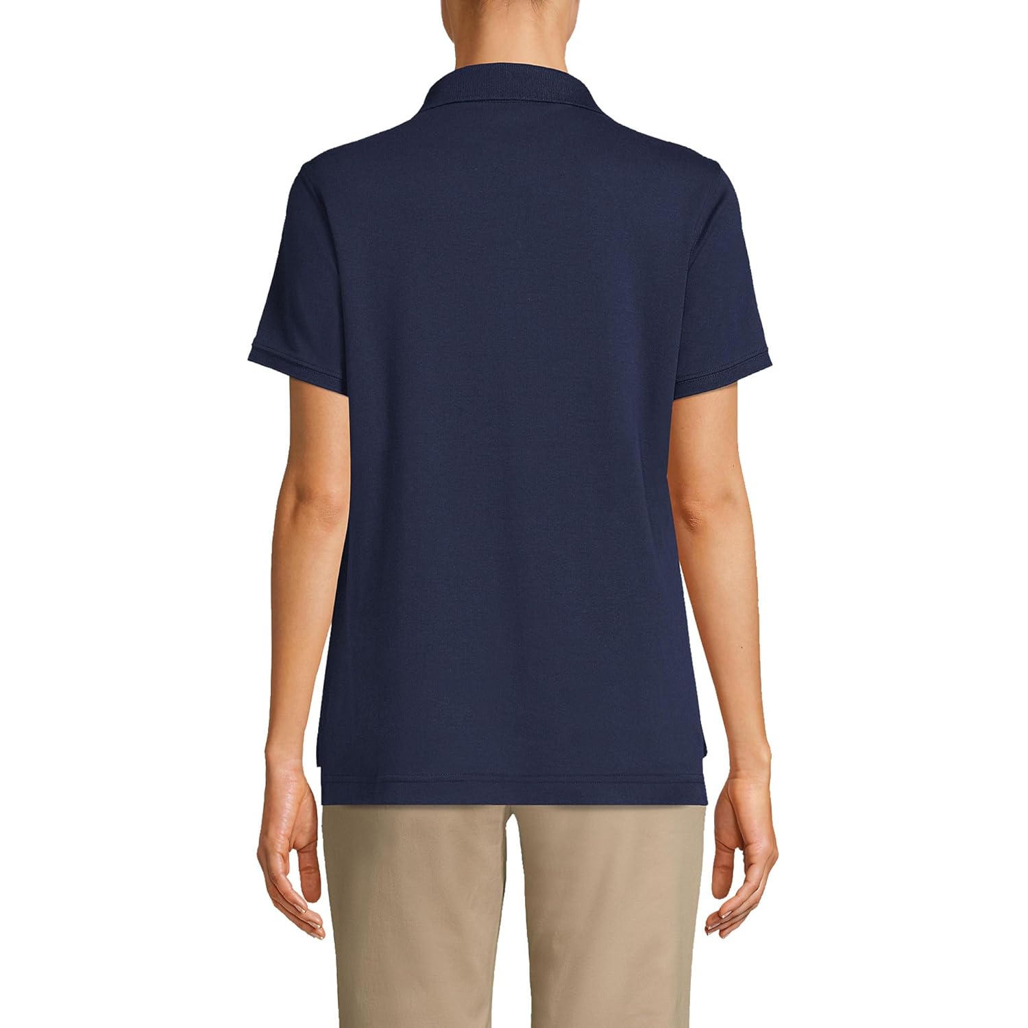 Lands' End Essentials Women's Short Sleeve All Day Comfort Polo Shirt - 100% Cotton Won't Shrink Pill Fade