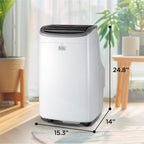 Black+Decker Portable Air Conditioner, 9,000 Btu, Bpact08Wt, White | 5,300 Btu Sacc For Rooms Up To 400 Sq. Ft., 3-In-1 Portable Ac, Fan And Dehum With Follow Me Remote Control And Window Kit