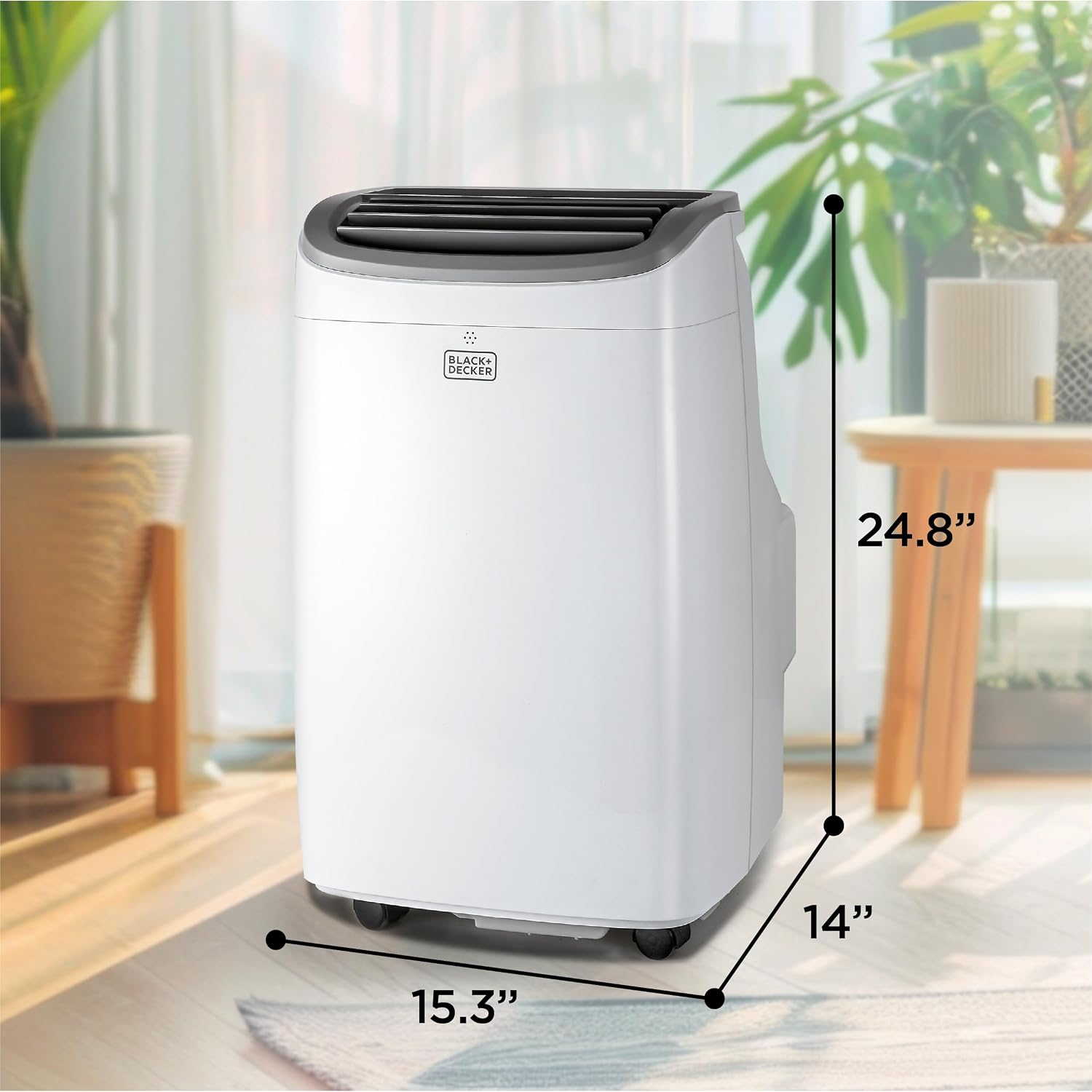 Black+Decker Portable Air Conditioner, 9,000 Btu, Bpact08Wt, White | 5,300 Btu Sacc For Rooms Up To 400 Sq. Ft., 3-In-1 Portable Ac, Fan And Dehum With Follow Me Remote Control And Window Kit