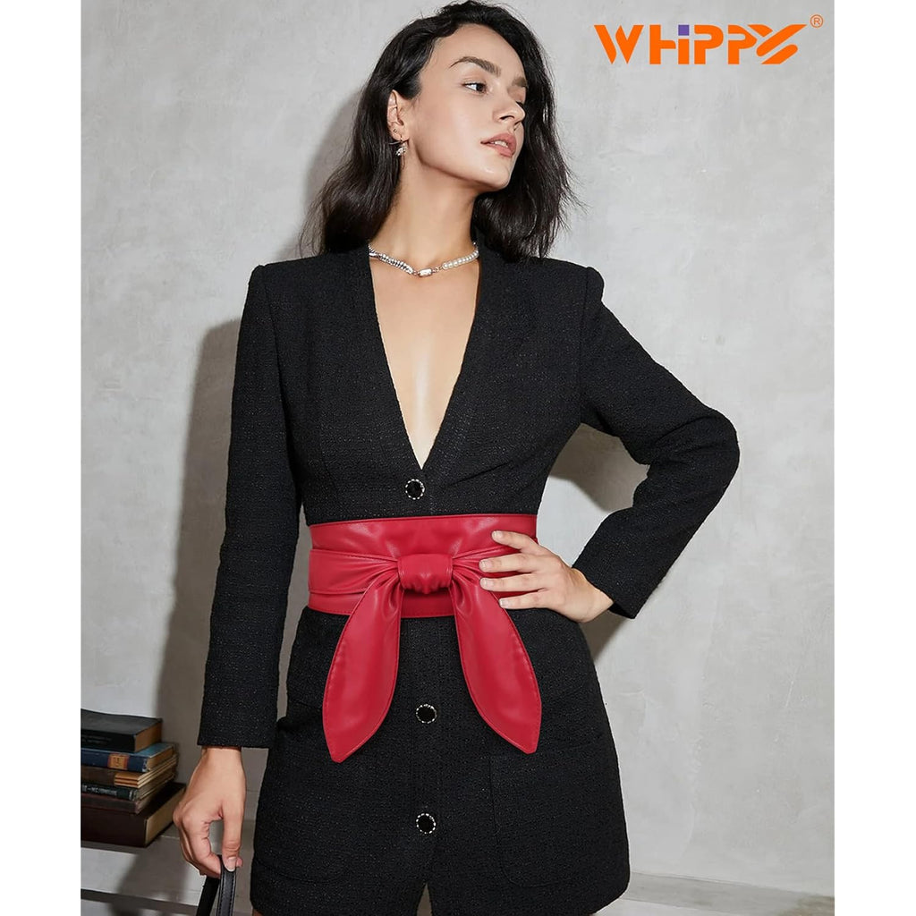 WHIPPY Women Obi Belt Fashion Wrap Around Wide Waistband Knotted Belt for Dress