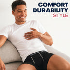 Reebok Men'S Boxer Briefs - 4 Pack 6'' Inseam Stretch Performance Underwear Quick Dry Moisture Wicking Boxers | Athletic Stretch Performance Moisture-Wicking Fabric, No Fly Pouch, Tag-Free Waistband