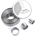 12 Pieces Round Cookie Biscuit Cutter Set,Graduated Circle Pastry Cutters,18/8 Stainless Steel Cookie Cutters And Donut Cutter Ring Molds