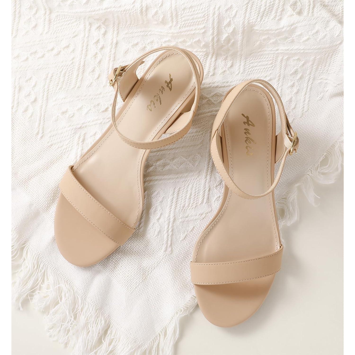 Ankis Nude Black Heels, 2.5'' Block Chunky White Clear Silver Heel Dressy Open Toe Heels For Women Ankle Strap Low Short Thick Strappy Dress Comfortable Sandal Casual Party Wedding Event Summer Shoes