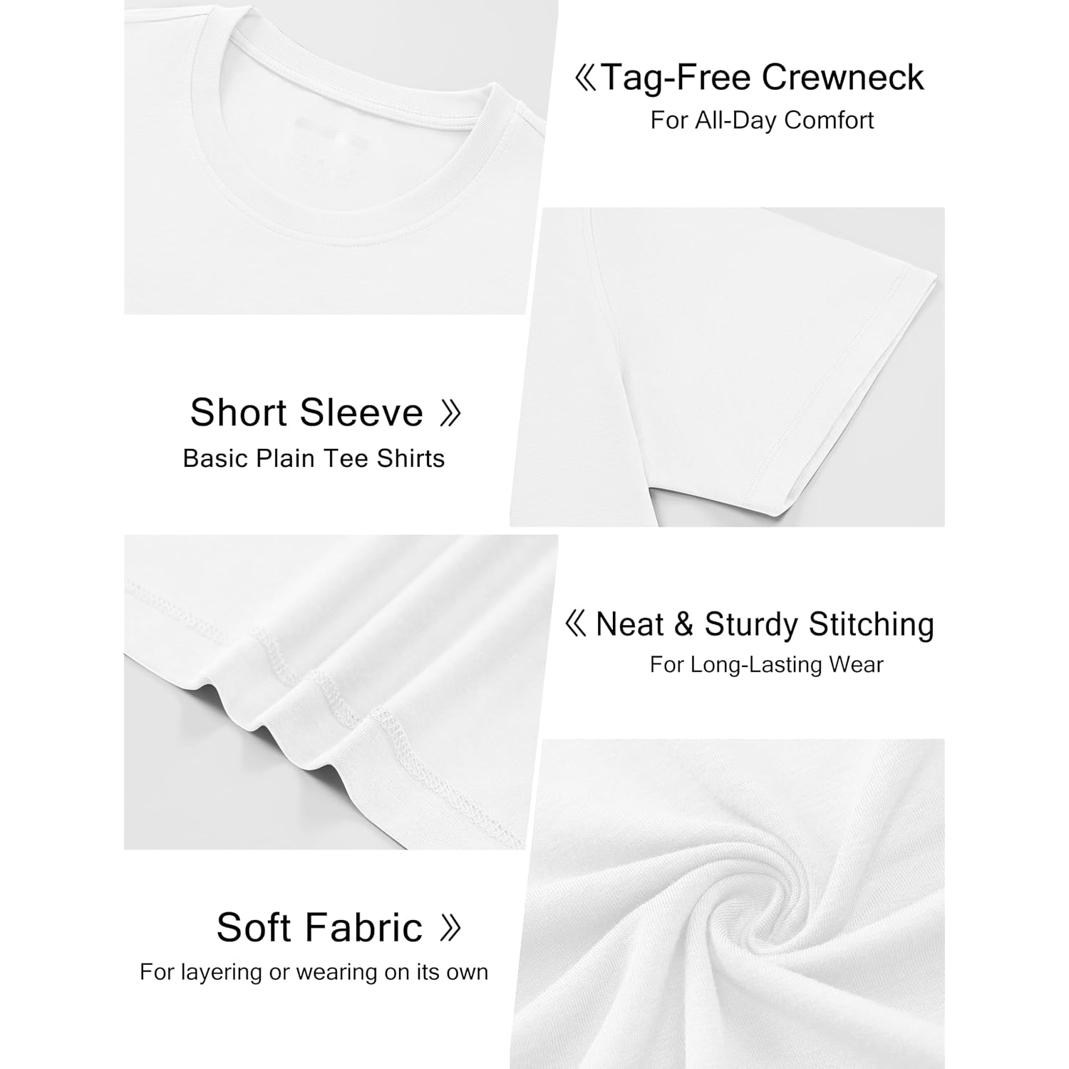 Cotrasen Mens T-Shirts Short Sleeve Cotton Crew Neck Lightweight Moisture Wicking Casual Soft Basic Plain Tee Shirts