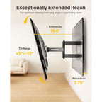 monTEK Heavy Duty TV Wall Mount for 37-90 inch TV up to 165lbs, 4X Load Tested, Full Motion with Dual Articulating Arms, Tool-Free Tilt, Swivel & Extend, VESA 200x100 to 600x400, Fits 12“/16" Studs