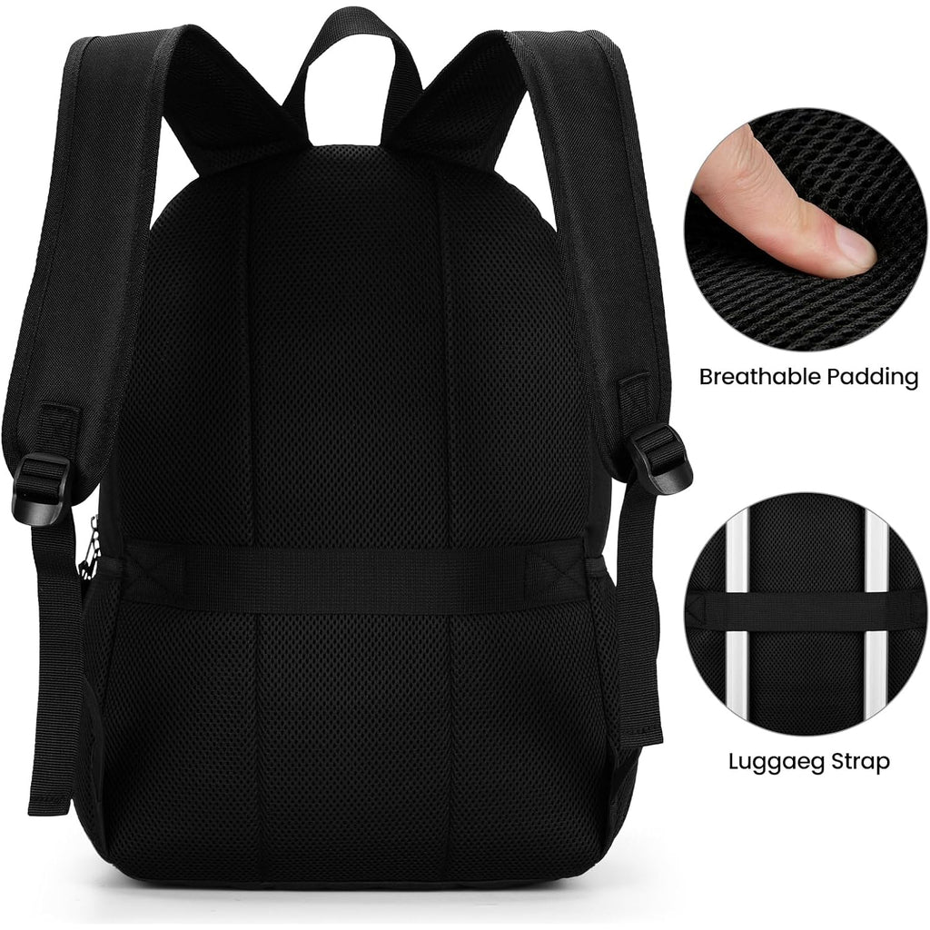 Bikrod Black Backpack For Men And Women, Backpack For School Teens Boys And Girls, Lightweight Casual High School Bookbag, Daily-Use Travel Laptop Backpack Fits 15.6 Inch Notebook
