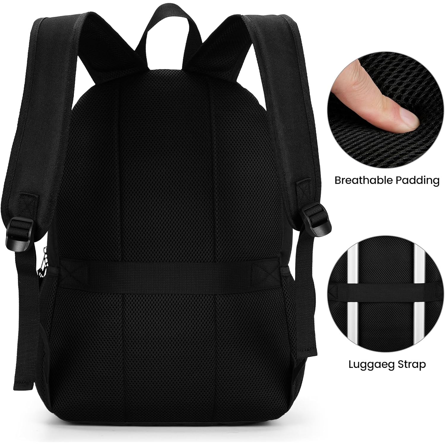 Bikrod Black Backpack For Men And Women, Backpack For School Teens Boys And Girls, Lightweight Casual High School Bookbag, Daily-Use Travel Laptop Backpack Fits 15.6 Inch Notebook