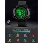 Sne Digital Watch Sports Waterproof Military Back Light Small Watch For Men Black 1426