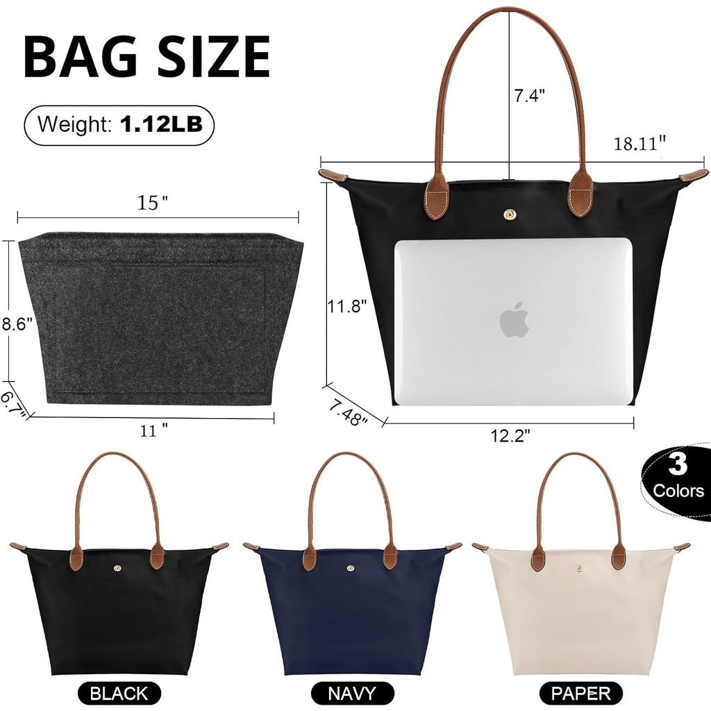 Tote Bag For Women With Purse Organizer Insert, Foldable Waterproof Nylon Bag For Travel, And Daily Use,Medium Size.