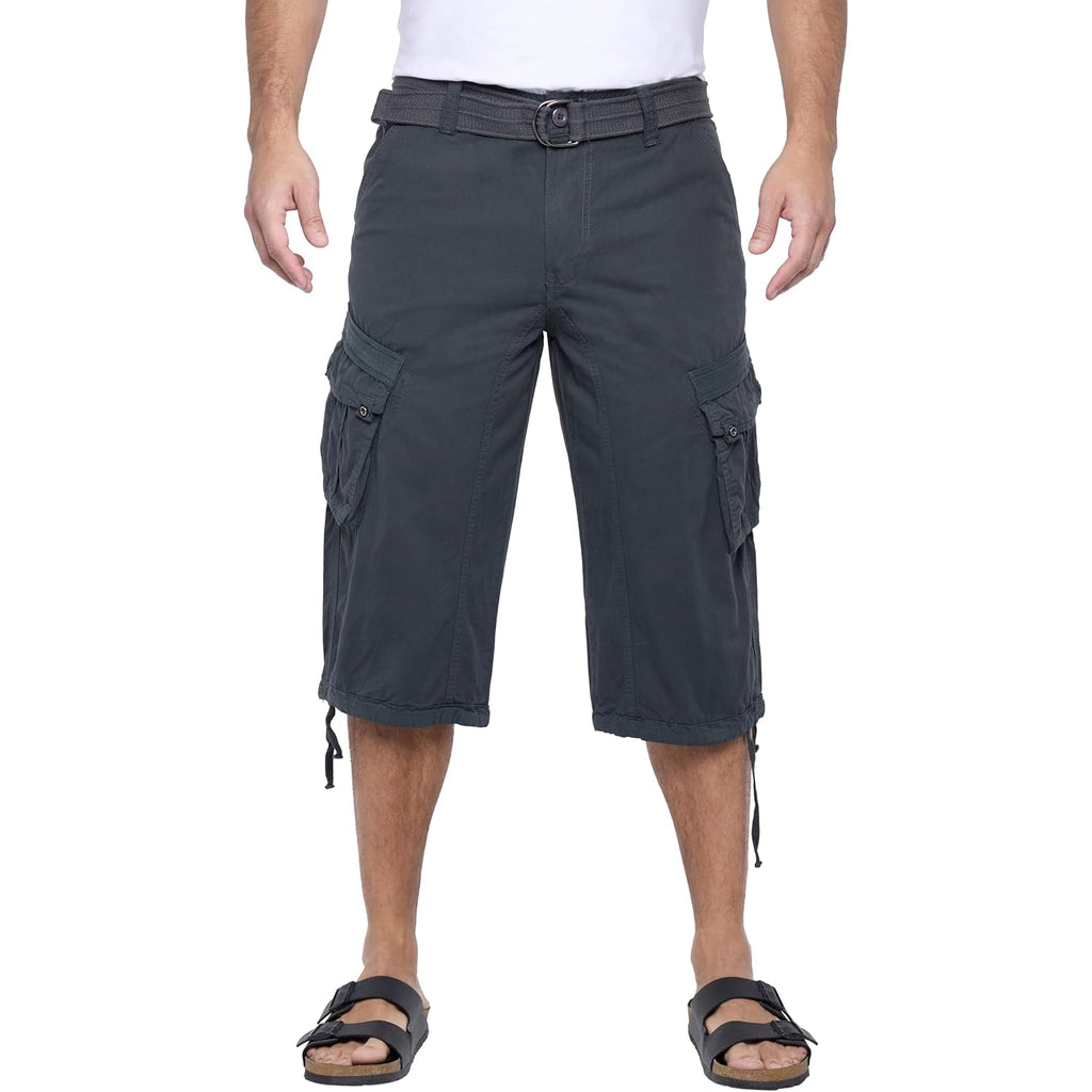 X Ray Men'S Belted Long Cargo Shorts For Men, Below Knee Length Mens Cargo Shorts, 3/4 Pants (Big And Tall Shorts For Men)