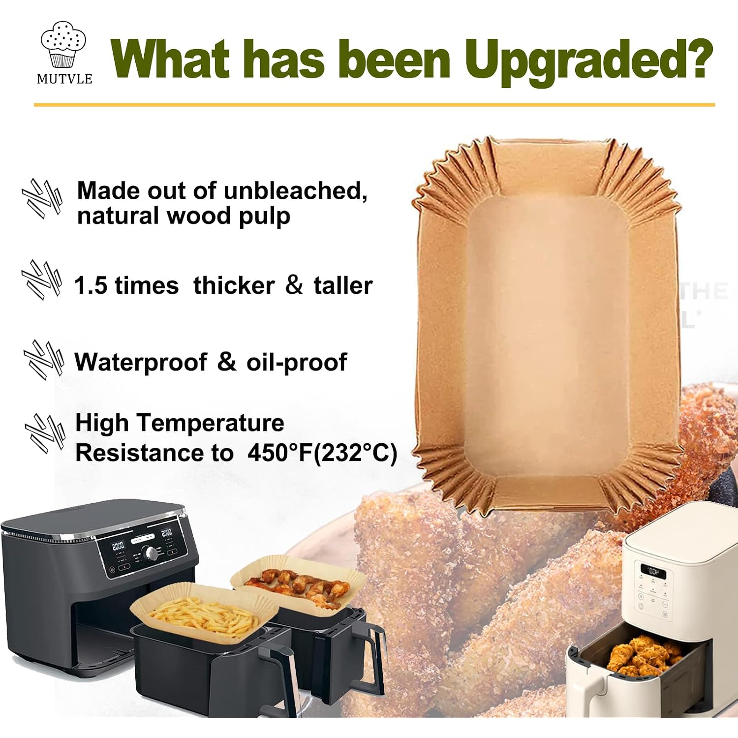 Air Fryer Liners For Bella 4Qt Slim Air Fryer, Bella Air Fryer Accessories, Parchment Paper Liners Disposable Rectangular For Ninja Foodi 2-Basket, Instant Pot Vortex Plus, Powerxl Vortex(100Pcs)